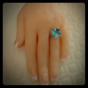 BLUE STONE RING - SOLID 925 SILVER